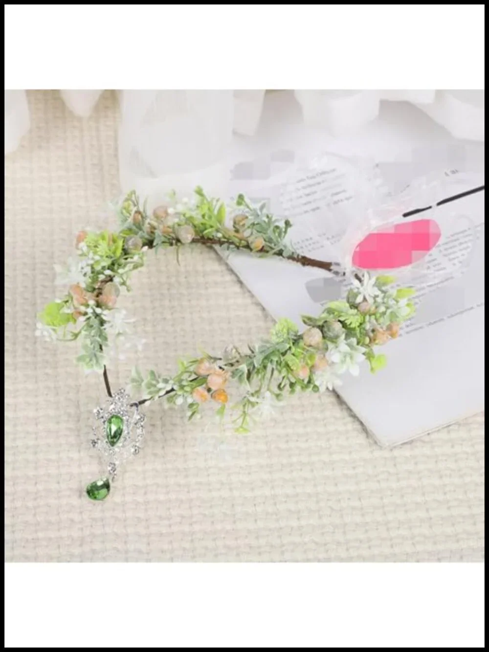Floral Wedding Flower Crown Headband Adjustable Halo Hair Wreath